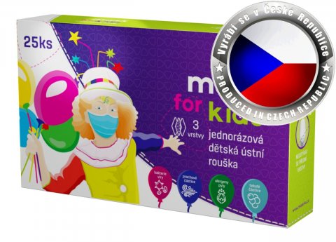 Dětská rouška certifikovaná zdravotní M4U tř.1 - 25ks - Český výrobek